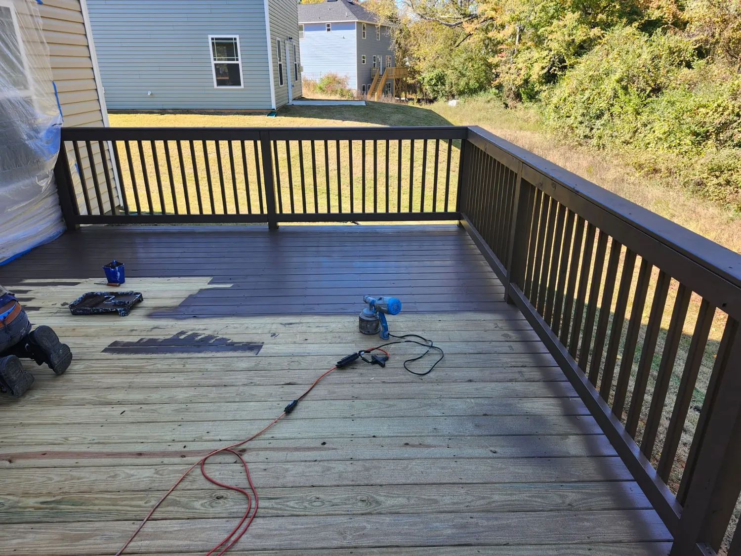 Deck boards going back down and the railing reset
