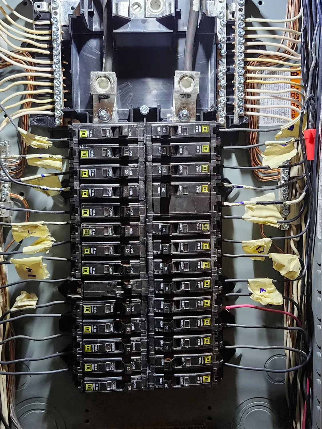 Breaker panel wired out and labelled